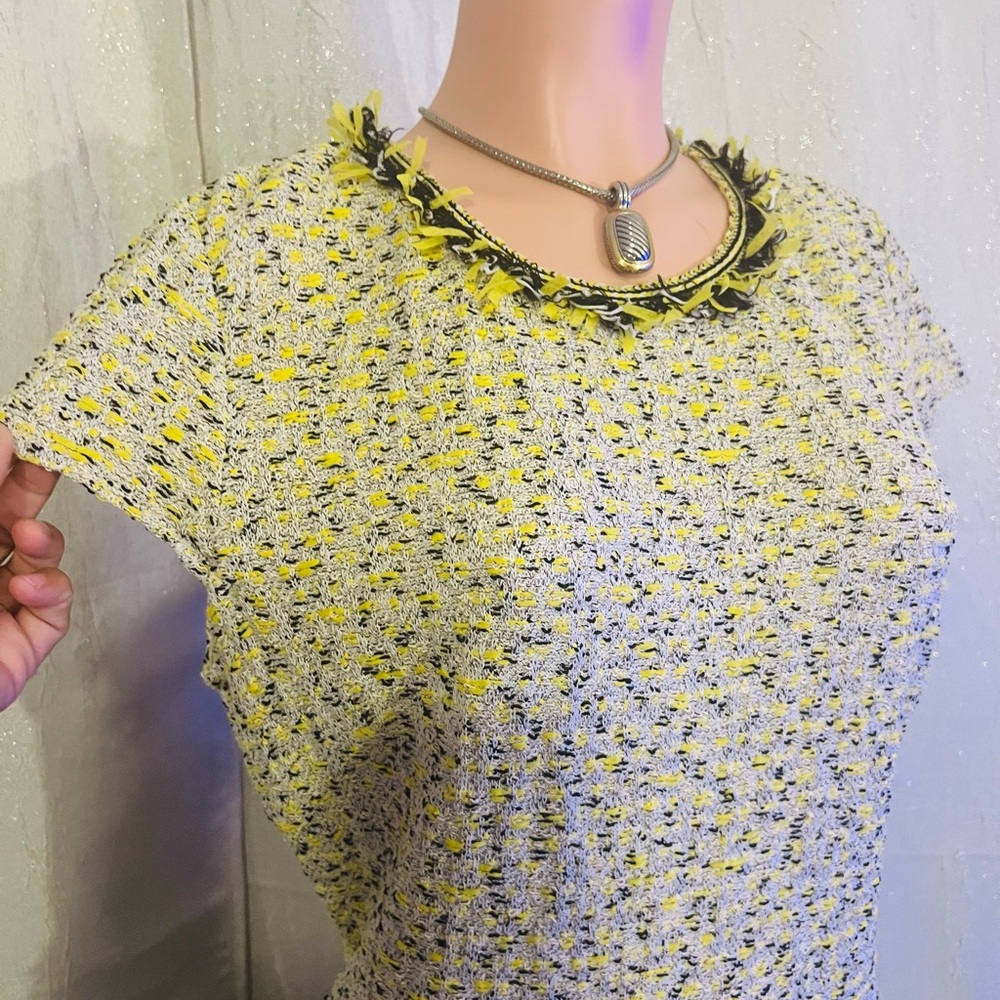 St. John Cream and Green Midi Dress - Picture 4 of 9
